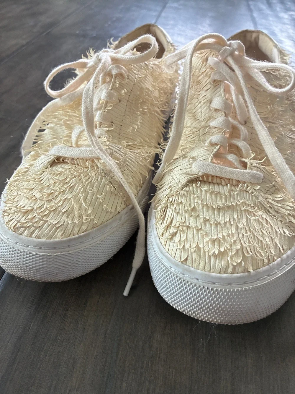 Loeffler Randall Logan Sneakers in Cream Fringe - Size 10